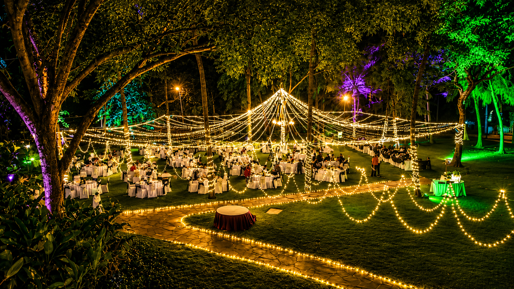 Fairy light garden wedding lighting in Nairobi Kenya