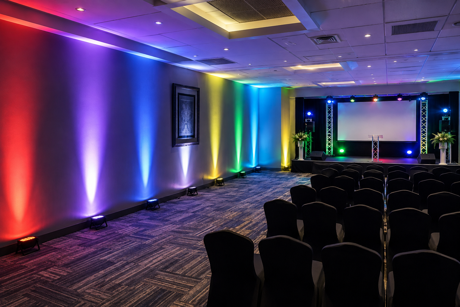 PAR can event lighting in a conference room in Nairobi