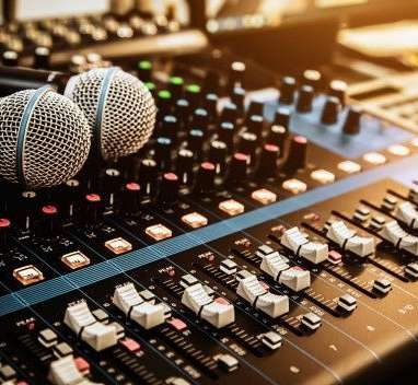 Powered mixing desk operated by a sound engineer in Nairobi