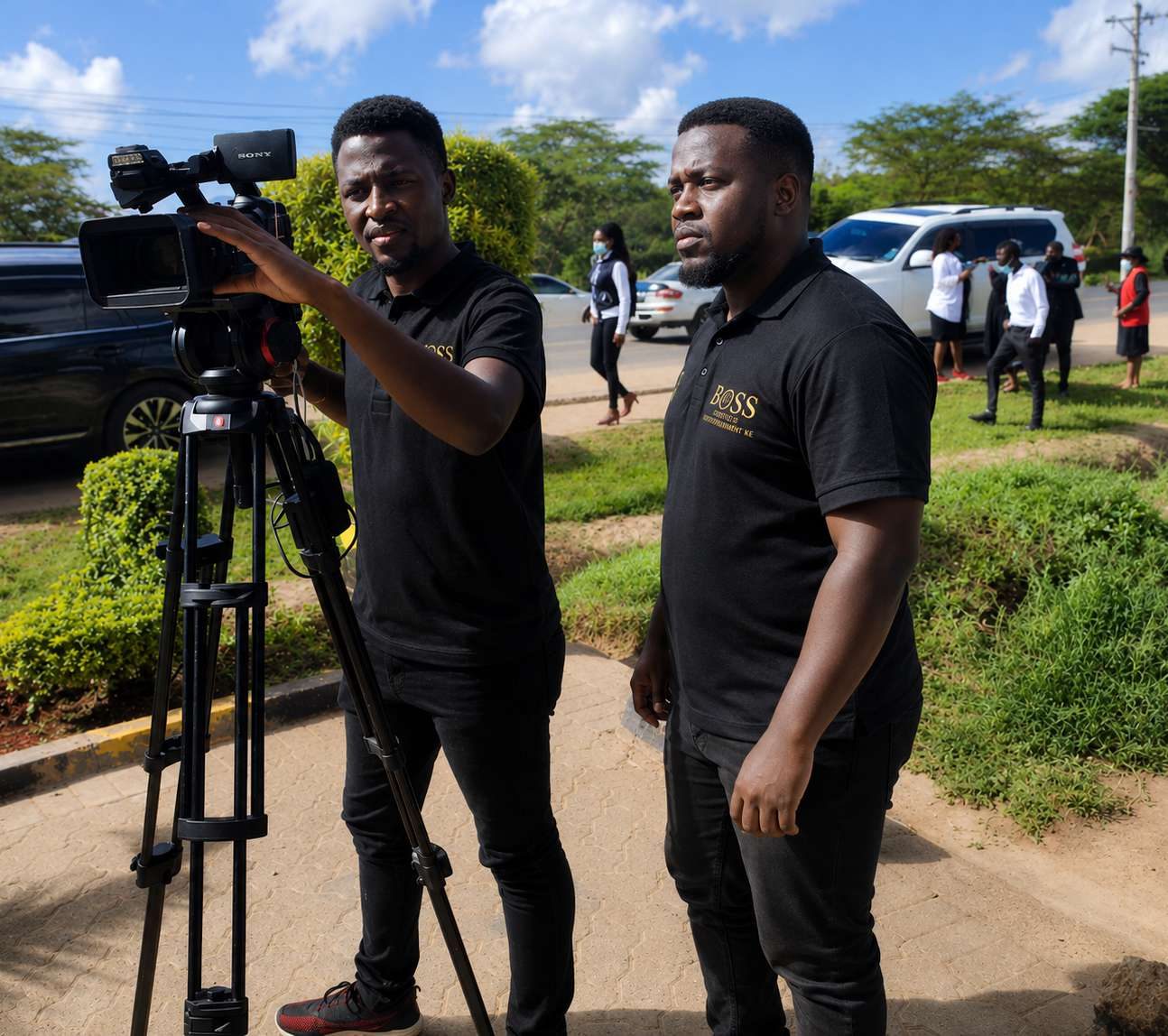 Livestream crew operating cameras at a Kenyan event